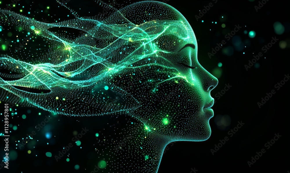 A conceptual 3D illustration of a human face profile, featuring an abstract modern polygonal structure. A conceptual 3D illustration of a human face profile, featuring an abstract modern polygonal structure.