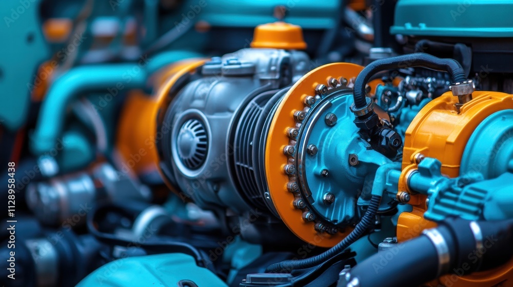 Close-up of a Modern Tractor Engine Close-up of a Modern Tractor Engine