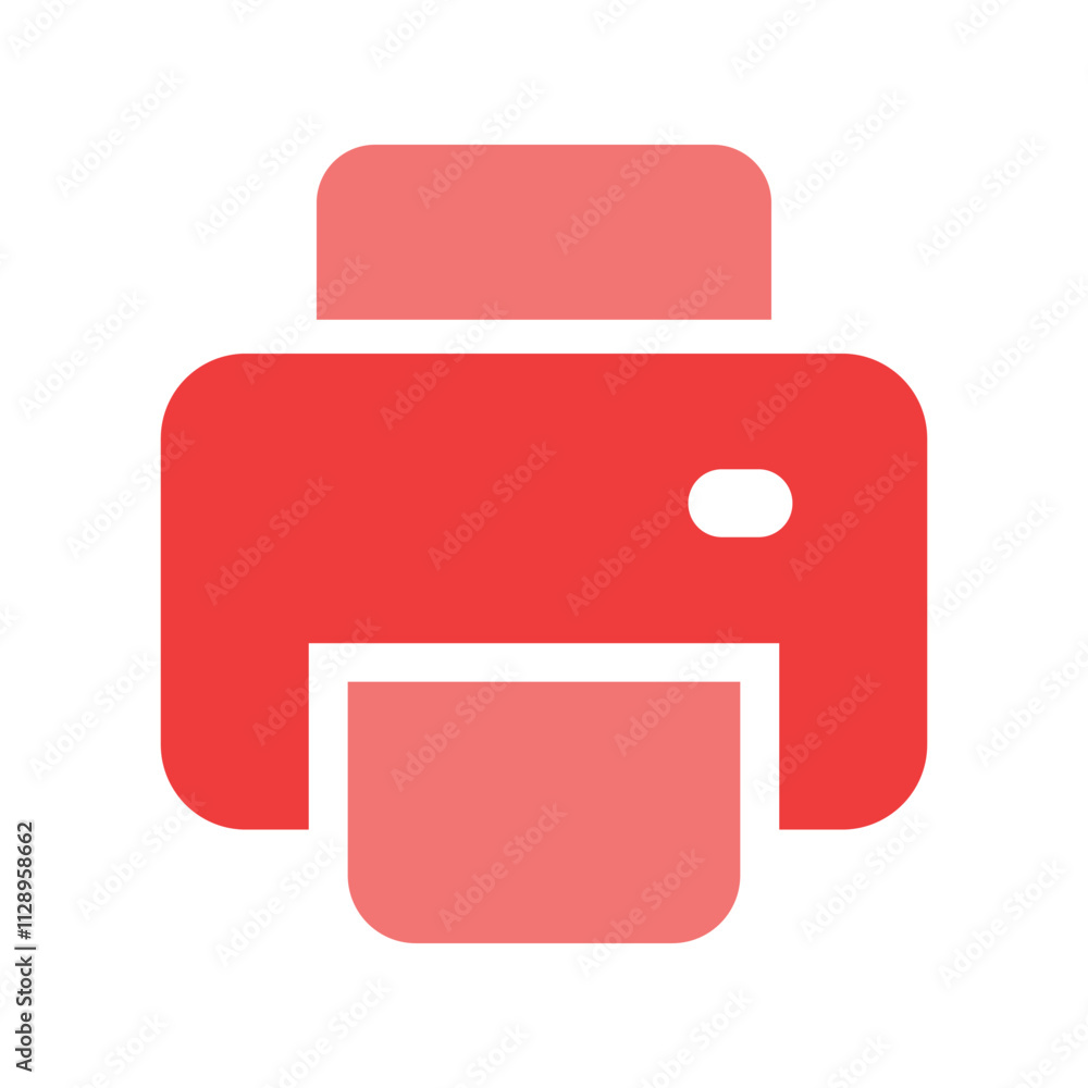 Pixelated Red Printer Icon: Simple, Minimalist Design Pixelated Red Printer Icon: Simple, Minimalist Design