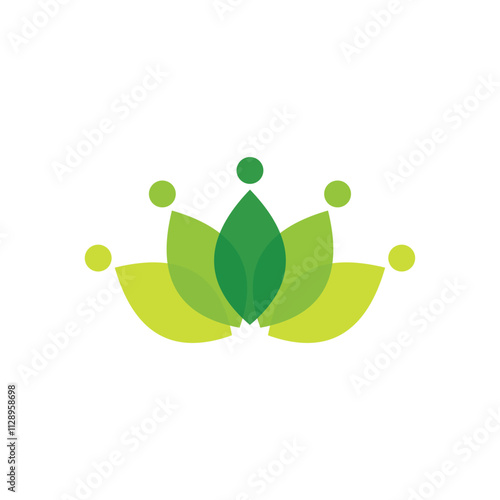 abstract circle leaf logo design vector illustration