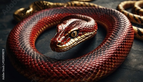 Vivid Snake Motif Backgrounds with Festive Red and Gold Accents. photo