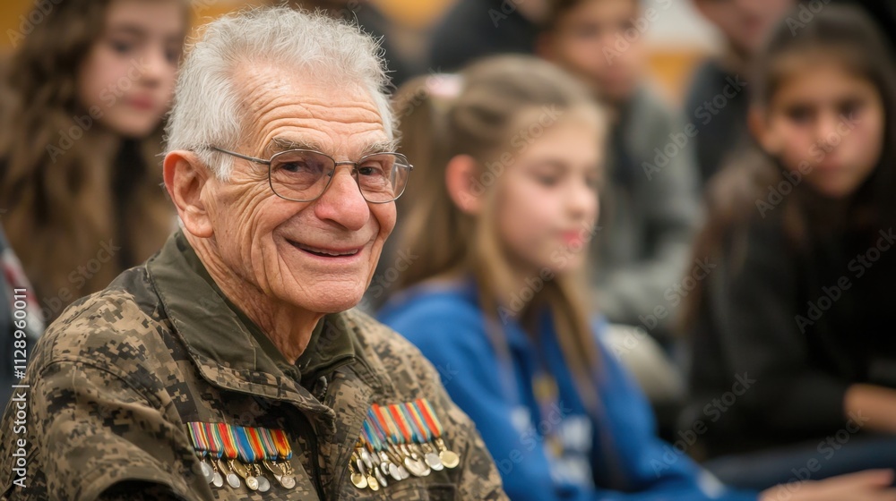 Proud Senior Military Veteran Smiling in Uniform with Medals Proud Senior Military Veteran Smiling in Uniform with Medals