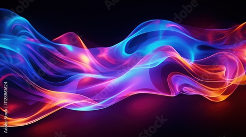 Abstract Colorful Waves Flowing Dark Background