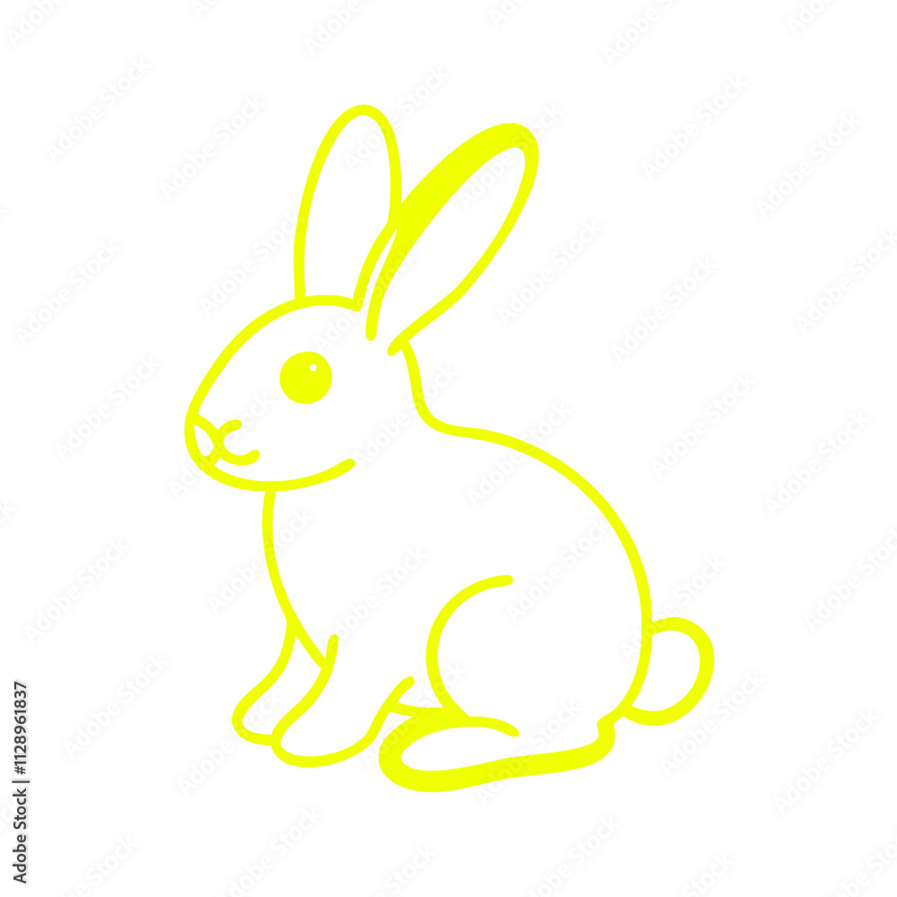 Obraz premium Outline icon of a sitting rabbit in bright yellow color 