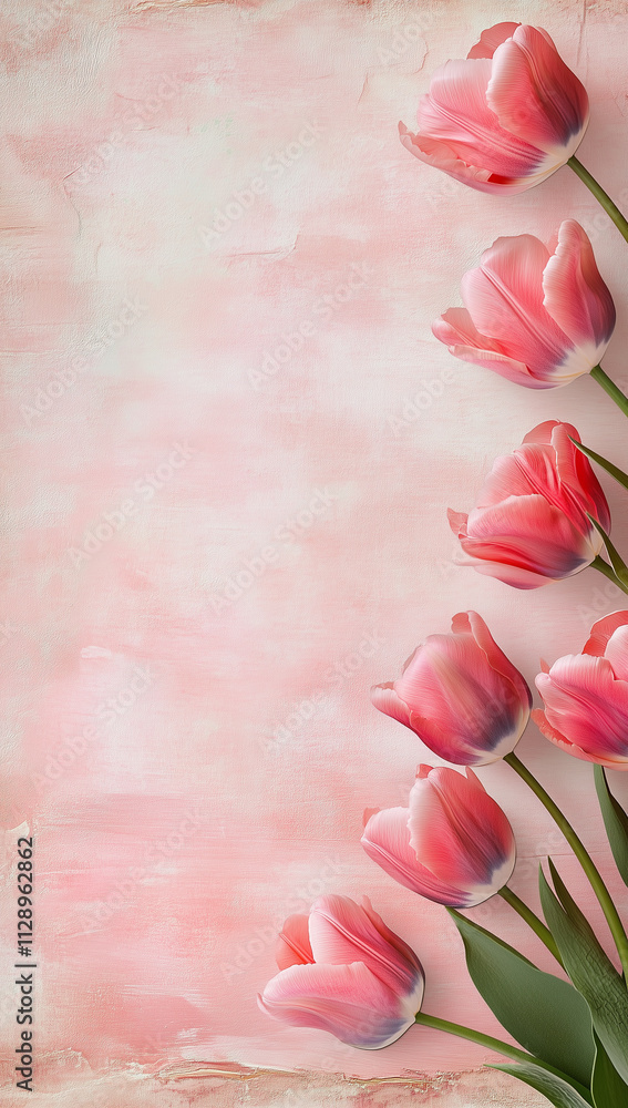 Tulips on a pink background with copy space Tulips on a pink background with copy space