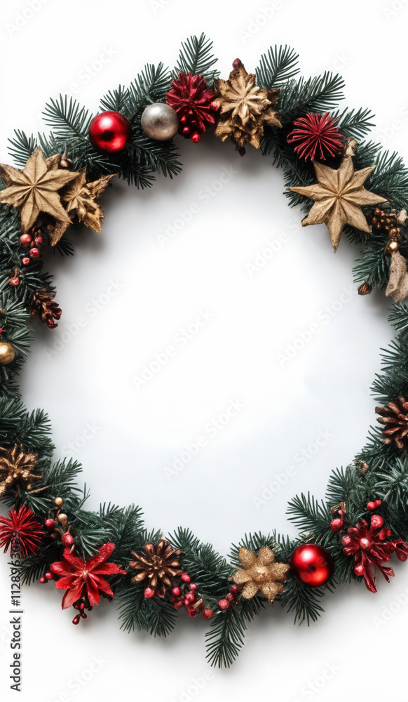 Christmas garland on a white background with copy space Christmas garland on a white background with copy space