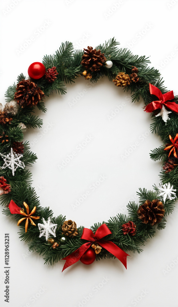 Christmas garland on a white background with copy space Christmas garland on a white background with copy space