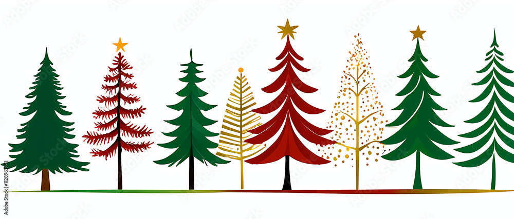 Obraz premium christmas trees set