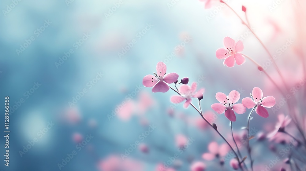 Delicate Pink Flowers Bloom in Soft Light Delicate Pink Flowers Bloom in Soft Light