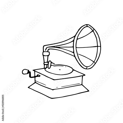 vintage gramophone isolated on white