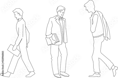 Vector sketch illustration, silhouette design, image of a worker in a neat shirt doing activities.eps
