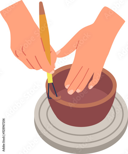 Making pottery with rotary technique