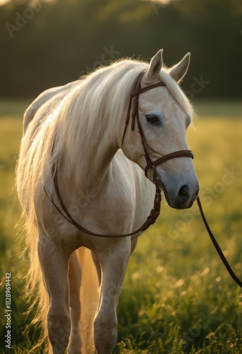 White Horse in Golden Hour Light