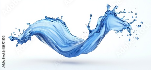 An abstract design featuring a wavy shape, rendered in 3D on a white background.