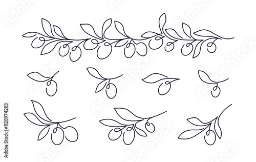 Olive minimal collection. Continuous art line sign