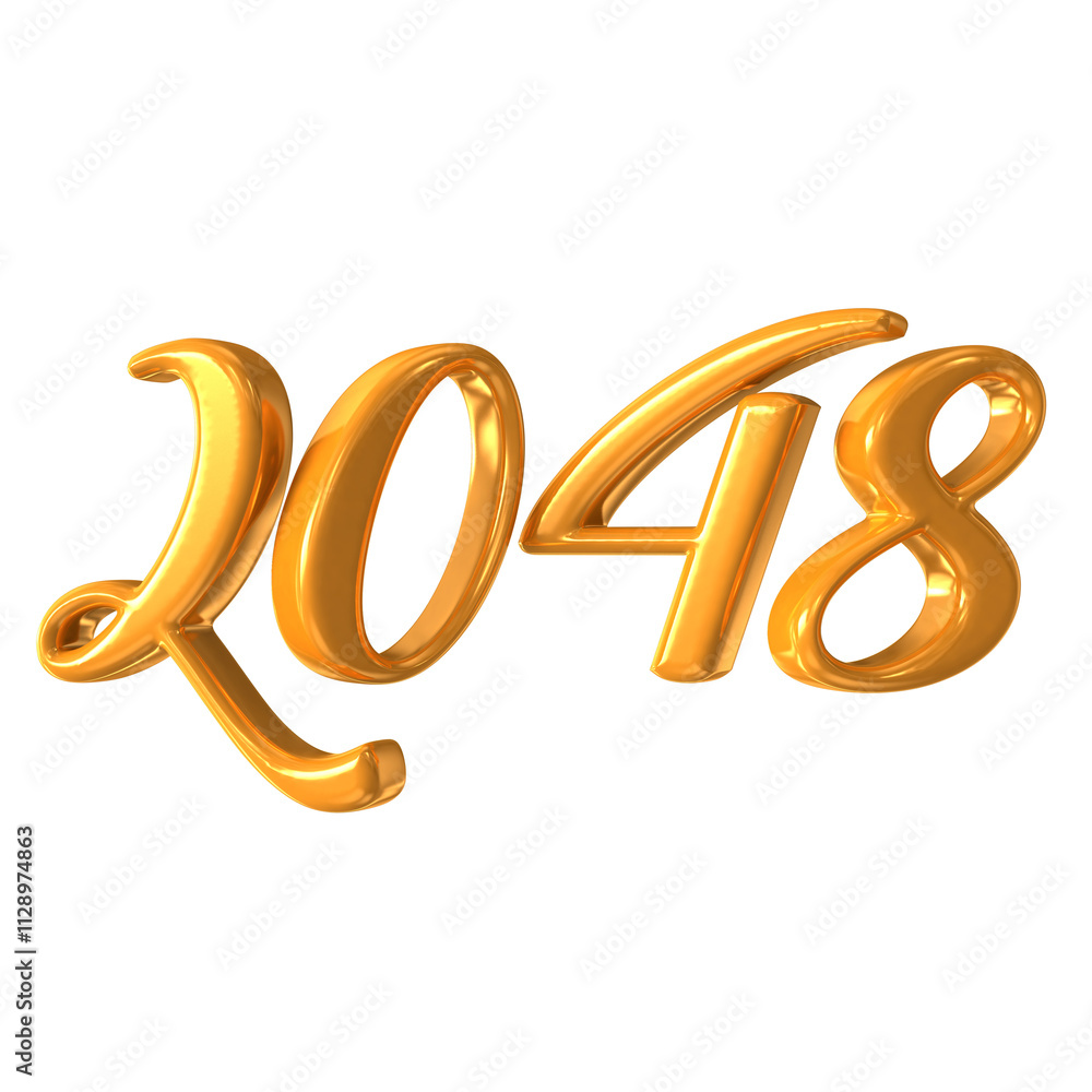 Happy New Year Number 2048 Gold 3D Render Happy New Year Number 2048 Gold 3D Render