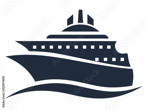 Cruise Ship Vector Silhouette icon design