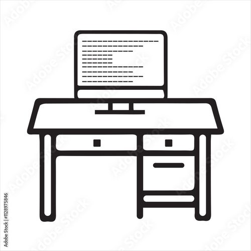 office desk icon vector sign illustration