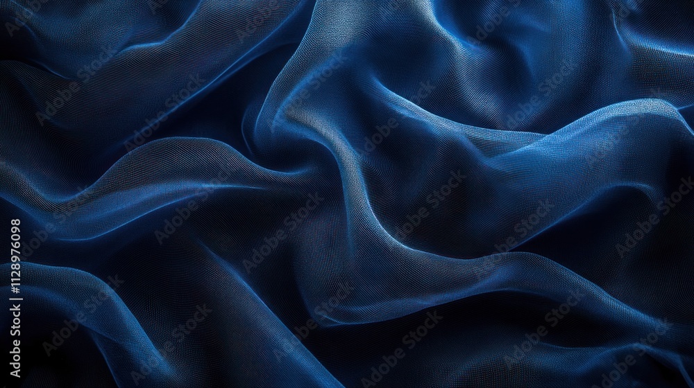 Fototapeta premium Abstract Blue Silk Drapery: Luxurious Texture and Deep Hues