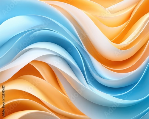 Abstract Waves A Fluid Design Representing Adaptability, Self-Care, and Strength The image depicts flowing, protective abstract waves in calming blue and orange hues, symbolizing resilience, inner