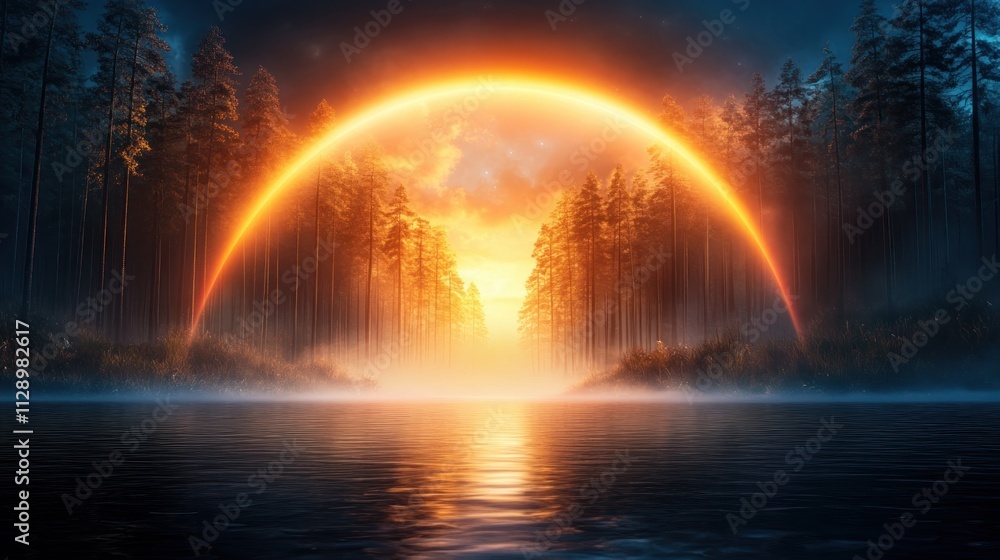 A Glowing Rainbow Reflected in a Calm Pond Visualizing Mindfulness and Emotional Healing Serenity, Tranquility, Inner Peace, Spiritual Journey, Reflective Waters, Forest Path, Night Scene, Mystical A Glowing Rainbow Reflected in a Calm Pond Visualizing Mindfulness and Emotional Healing Serenity, Tranquility, Inner Peace, Spiritual Journey, Reflective Waters, Forest Path, Night Scene, Mystical