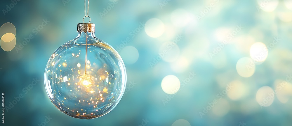 Fototapeta premium Clear Christmas Bauble with Delicate Snowflakes: Holiday Ornament Decoration