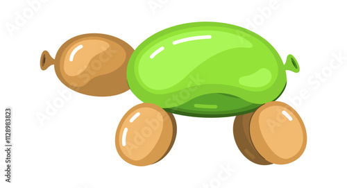 Cartoon turtle from balloon vector illustration