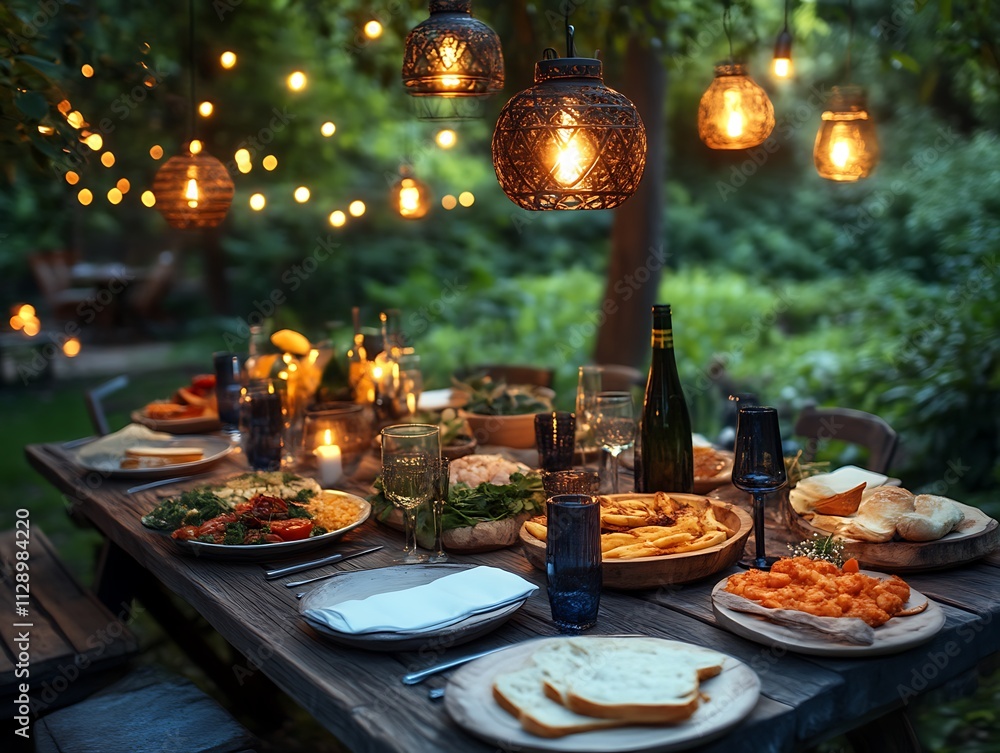 Romantic Outdoor Dinner Party With String Lights Romantic Outdoor Dinner Party With String Lights