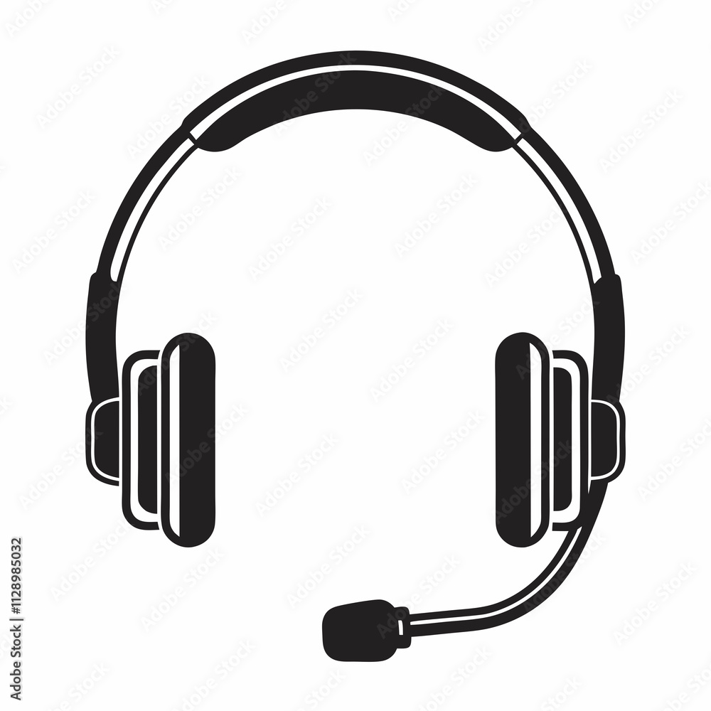 Clean Headset Silhouette for Audio and Gaming Graphics Clean Headset Silhouette for Audio and Gaming Graphics
