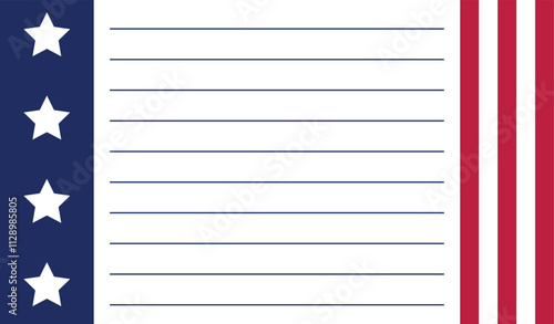 Background greeting card notepad with america flag unique design