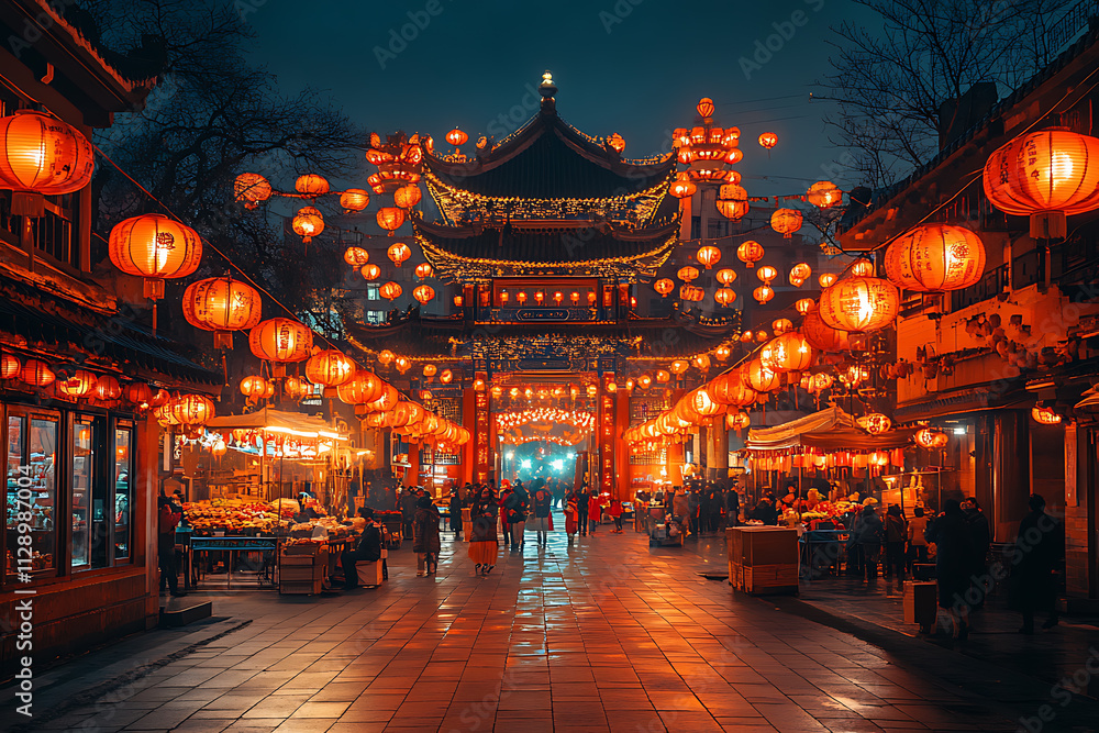 The Chinese New Year, or Spring Festival, celebrated with dragon dances, red lanterns, family reunions, and traditional feasts, marking the Year of the Dragon The Chinese New Year, or Spring Festival, celebrated with dragon dances, red lanterns, family reunions, and traditional feasts, marking the Year of the Dragon
