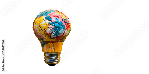 Colorful Painted Light Bulb on White Background photo