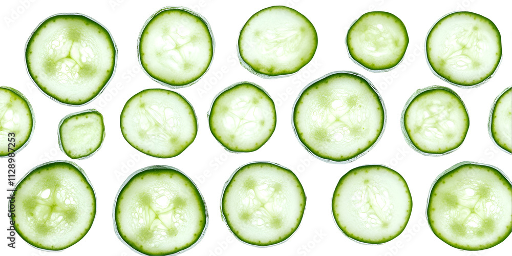 Fresh Cucumber Slices on White Background Fresh Cucumber Slices on White Background