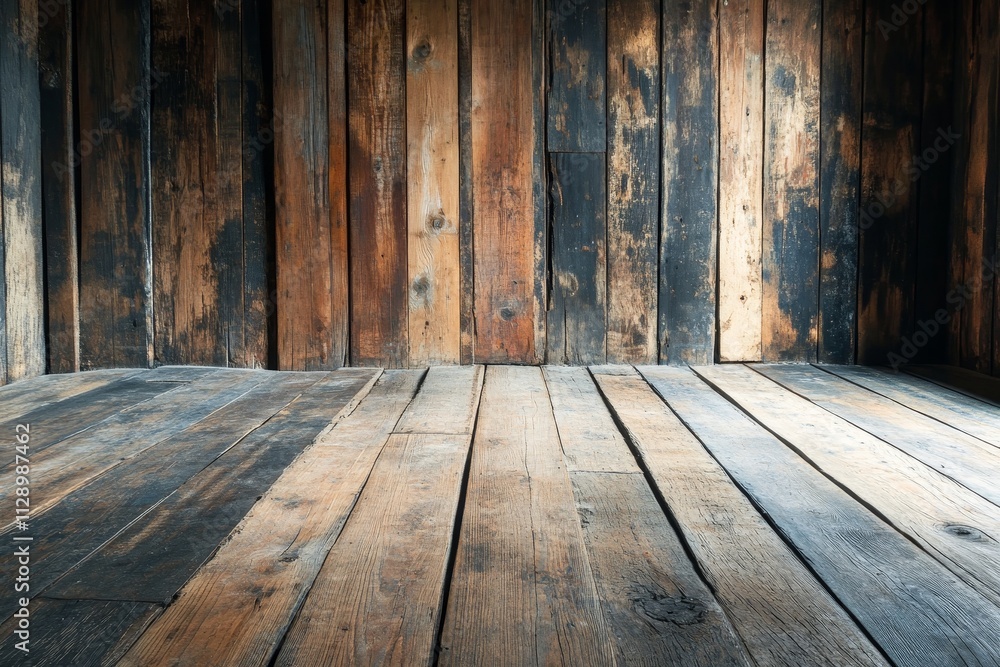 Rustic wooden wall and floor background. Rustic wooden wall and floor background.