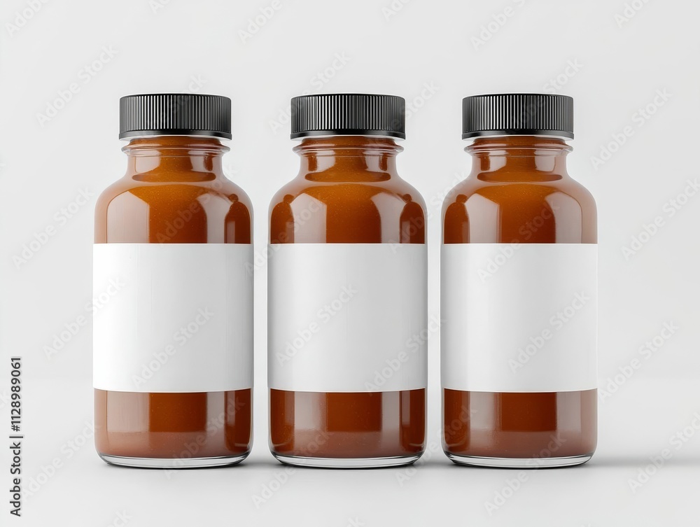 Blank BBQ sauce bottle with a glossy finish, Blank label, perfect for modern and sleek branding designs Blank BBQ sauce bottle with a glossy finish, Blank label, perfect for modern and sleek branding designs