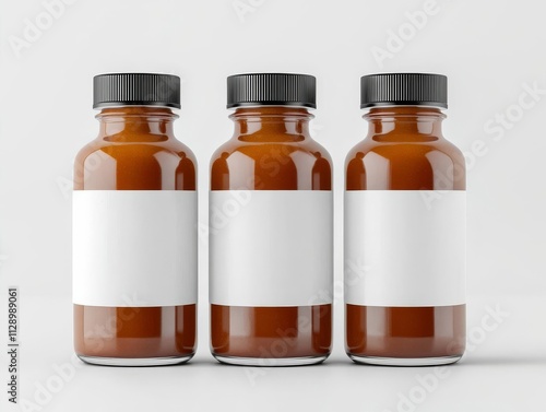 Blank BBQ sauce bottle with a glossy finish, Blank label, perfect for modern and sleek branding designs