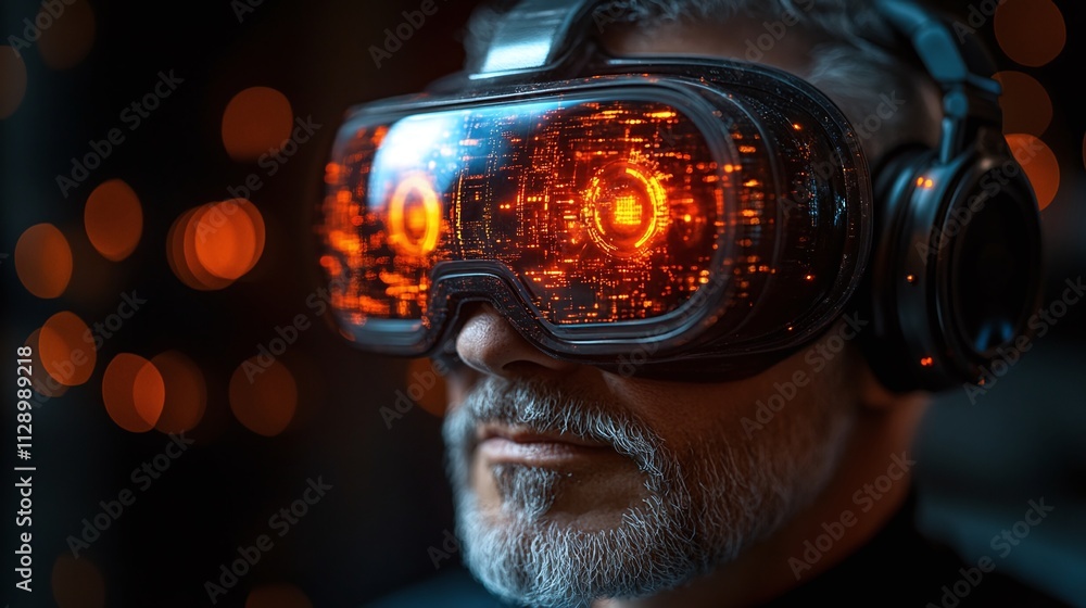man with a futuristic VR headset man with a futuristic VR headset