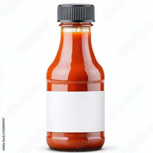 Rounded BBQ sauce bottle with a blank high-gloss label, Blank label, for vibrant and striking branding photo