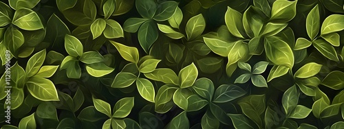 A dense background of dark green leaves, captured in a photorealistic style with a blurred effect