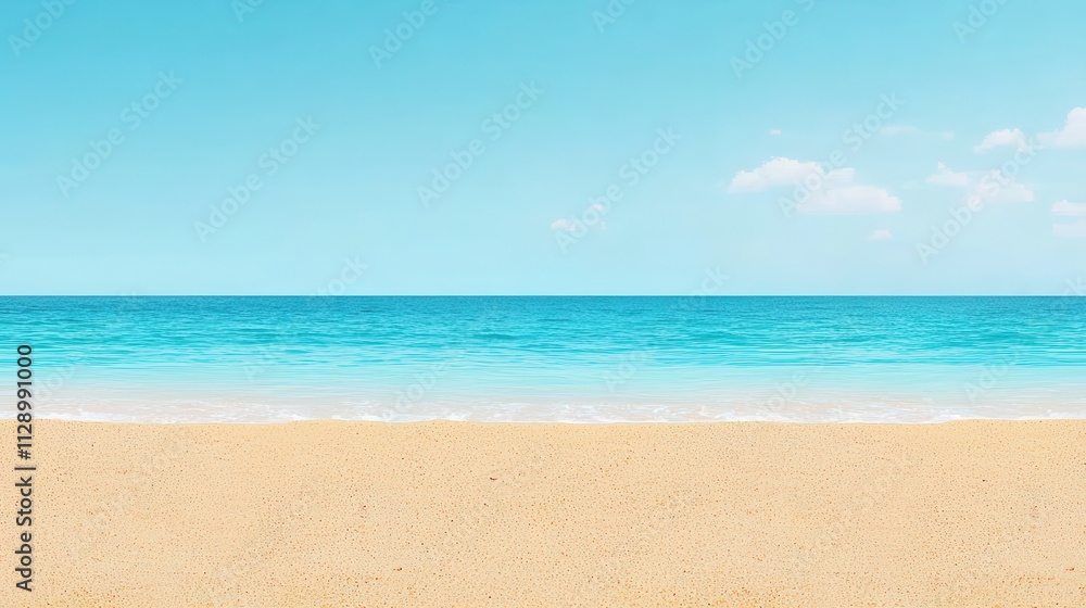 A beautiful beach with a clear blue ocean and a few clouds in the sky A beautiful beach with a clear blue ocean and a few clouds in the sky