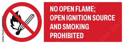 ISO prohibition safety signs uppercase text_no open flame_landscape size 1/2 a4,a3,a2,a1 