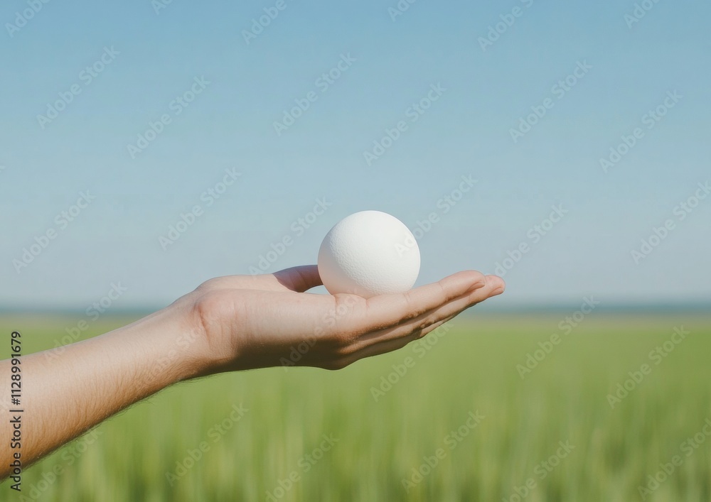 Rural Food Safety Concept Farmer Holding Clean Egg in Natural Setting Rural Food Safety Concept Farmer Holding Clean Egg in Natural Setting
