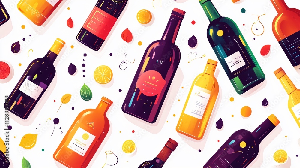 Elegant Abstract Wine Bottles and Cocktail Alcohol Modern Poster Design Elegant Abstract Wine Bottles and Cocktail Alcohol Modern Poster Design