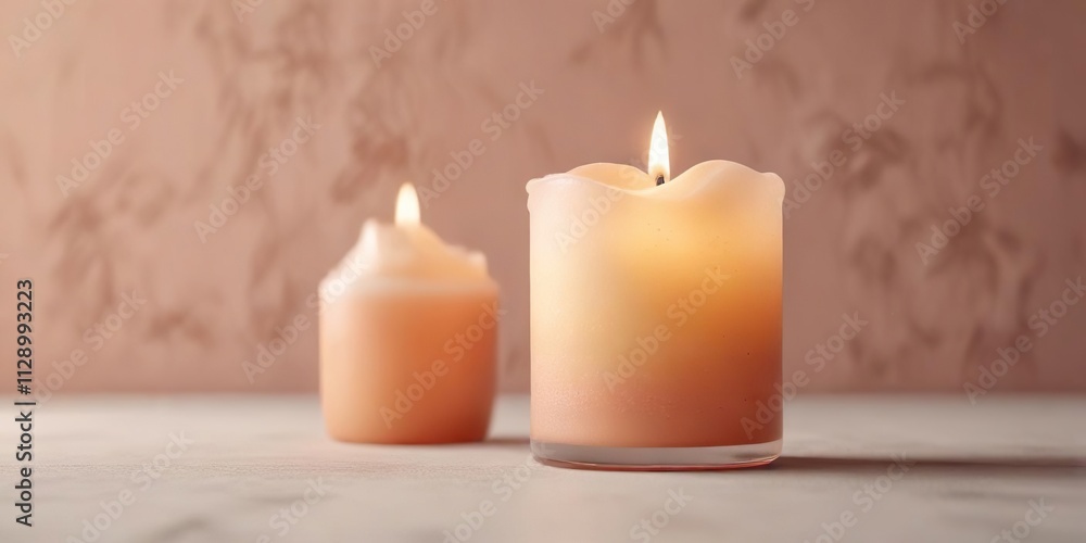 Soft peach fuzz candle on minimalist background with subtle gradient , soft lighting, trendy decor, neutral colors Soft peach fuzz candle on minimalist background with subtle gradient , soft lighting, trendy decor, neutral colors