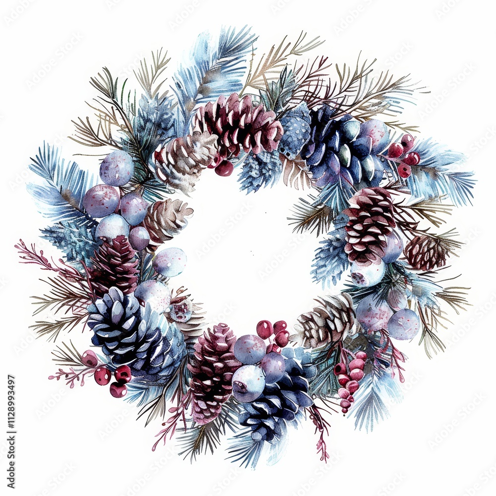 Naklejka premium corona de navidad acuarela