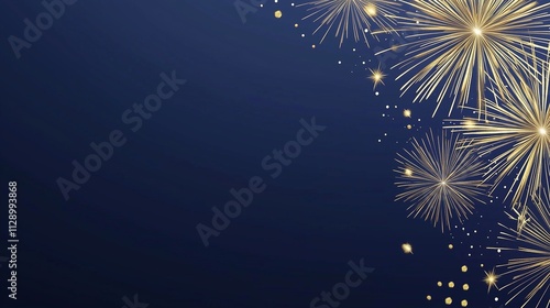 fireworks on the night sky, blue invitation card with fireworks photo