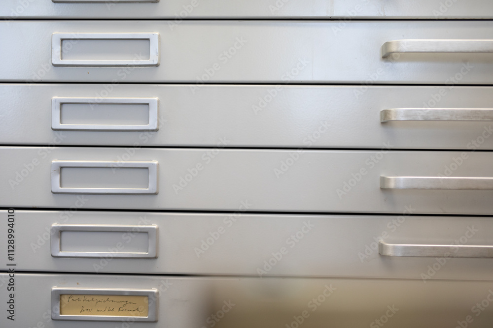 Gray Metal Filing Cabinet Drawers, Archive Storage Gray Metal Filing Cabinet Drawers, Archive Storage