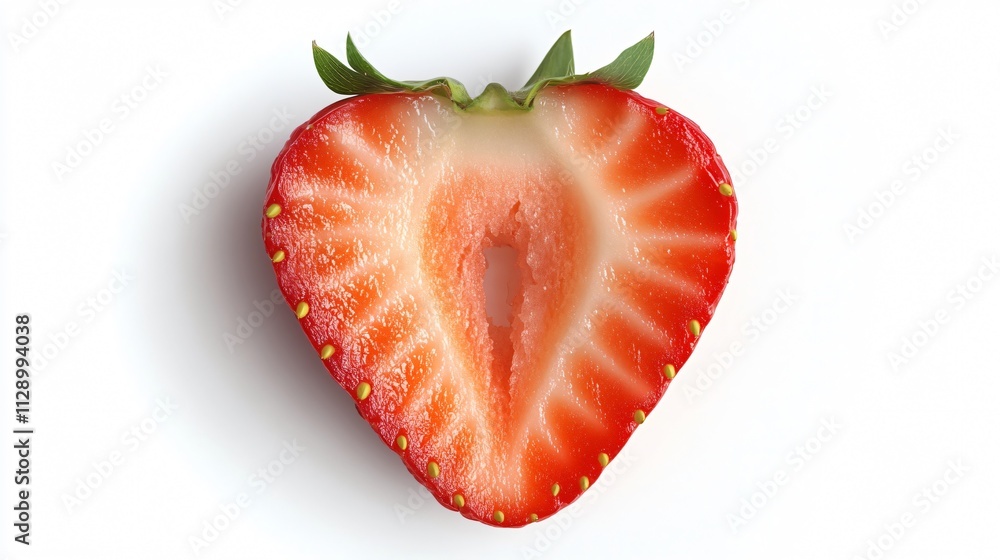 Fresh Strawberry Vector Illustration: Sweet Red Fruit Halved to Reveal Juicy Texture Fresh Strawberry Vector Illustration: Sweet Red Fruit Halved to Reveal Juicy Texture