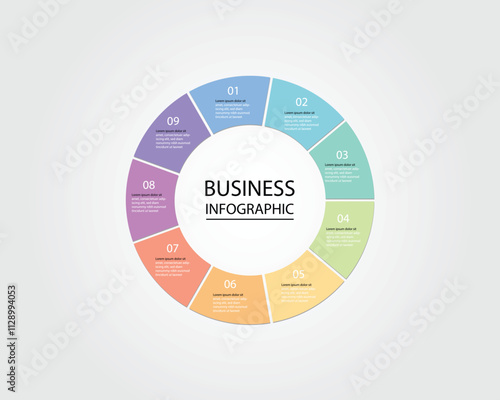 Business Infographic modern design template for banners and infographics for 9 circle step 