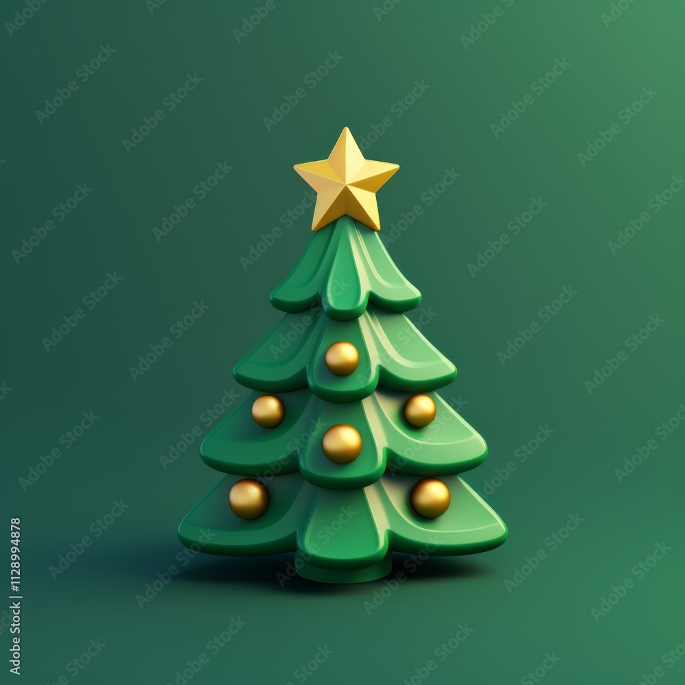 Cute 3d modern abstract Christmas tree on green background Cute 3d modern abstract Christmas tree on green background